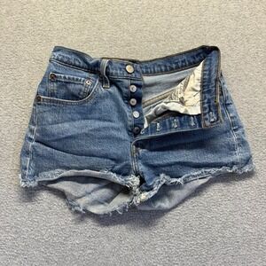Levis 501 Shorts Womens 26 Blue Original Straight Button Fly Cutoffs Denim